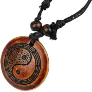 YIN yang resin pendant necklace adjustable symbolic jewelry tribal ethnic